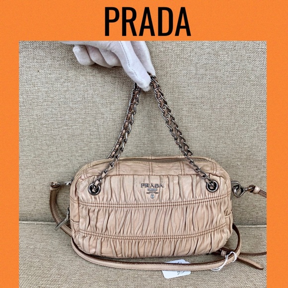 Prada Handbags - Prada CB Beige Chain Leather Handbag/Crossbody